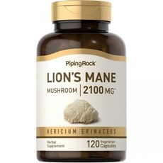 파이핑 록 라이oz 갈기 보충 캡슐 2100mg 120개 버섯 허브 추출물 헤리시움 에리나세우스 비건 비GMO, 1개, 120정
