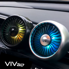 viv247 차량용선풍기 LED 무드등 차선풍기 서큘레이터 쿨링 팬 미니 차량용 선풍기, 색상 랜덤 발송