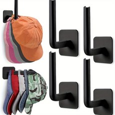접착 모자 수건 보관 후크 공간 절약 정리함 현관 욕실 펀치, 3.4pc black, 1개