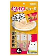 고양이 간식 이나바 챠오츄르 참치&도미 14g x 4p, 6팩, 56g