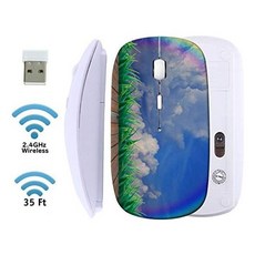 [꿈꾸는직구]W4D227F MSD 무선 마우스 2.4G USB 수신기가 장착 된 검은 색 기본 여행 마우스 노트북 PC 노트북 컴퓨터 용 1000 DPI로 무소음 및 무음 클릭 MacBook 이미지 ID 하늘 이미지의 목재 테라스 및 무지개, 본상품선택, MYADAVaFKA _ 아름다운 보라색 A_ 305