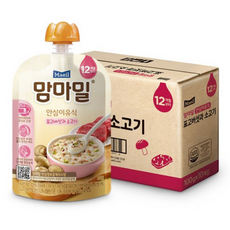 맘마밀 안심이유식 12개월부터 100 g, 12개월 ~ 표고버섯과 소고기, 100g, 50개 - 맘마밀실온이유식12개월