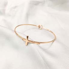 기독교 천주교 십자가 써지컬스틸 여성 뱅글 팔찌