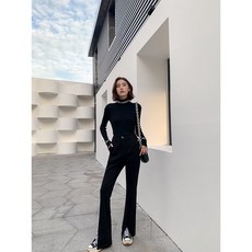 슬릿 플레어 팬츠 여성 가을겨울
