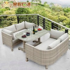 테라스 카페 야외용 DIY 아웃도어 캐주얼 등나무 정원 발코니 호텔 소파 3종 세트 판매, 01 그림과 같이 한 세트로 하다., 01 기타