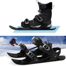 EGOmart미니 스키 스케이트MiniSki Skates 짧은 스키보드 한 켤레 프리사이즈 초보자가능, 어린이/그린(형광색 바인딩)