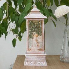 MG 비둘기 천사 LED 랜턴 워터볼 오르골 핑크 인테리어