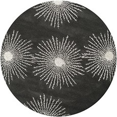 SafaVieh Soho Collection SOH712H 수제 불꽃 놀이 숯 및 아이보리 고품질 양모 원형 지역 카펫 (6 직 (6 Round Charcoal／Ivory), 6 Round, Charcoal／Ivory