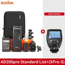 Godox AD200Pro 야외 플래시 라이트 200Ws TTL 2.4G 1/8000 HSS 0.01-1.8s 플래시 재활용 2900mAh 배터리 xPro X1T, 3) AD200PRO with Xpro-S - ds200pro