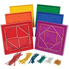 NMT EDX 교육 양면 Geoboard 세트 - 가정 학습 지오메트리 및 창의력을위한 조작 - 5 x 5 그리드 12 핀 원형 어레이 - 고무 - P08850044S1CQU3, 기본
