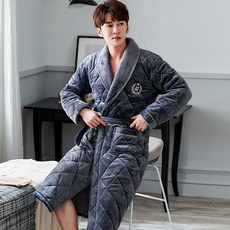 강아지용가운 플란넬 잠옷 남성겨울 두껍고긴 기모 산호벨벳 남성가을 겨울타입 젊은느낌 보온 중년 샤워가운, C08-L1887
