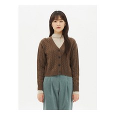 탑텐 여성 램스울블렌드 꽈배기 가디건 브라운