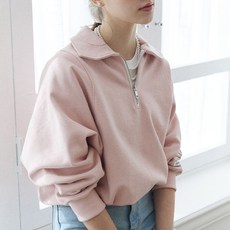 아워호프 Lea Half Zip-Up Sweatshirt - Light Pink