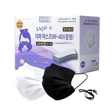덴탈마스크 국산 그린비 중형 대형 비말차단 KFAD 화이트 블랙 의약외품, 3중 비말차단 마스크 중형 화이트 50매