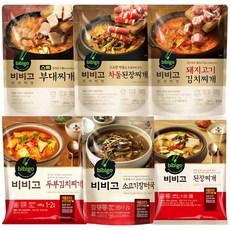 [꾸리미] CJ 비비고 즉석 찌개 6종(스팸부대찌개+차돌된장찌개+돼지고기 김치찌개+두부김치찌개+소고기장터+된장찌개), 1세트, 460g