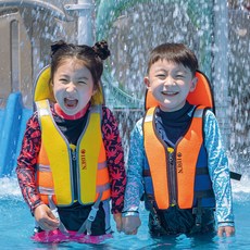 유아 아기 아동 어린이 수영 구명조끼 국내생산 머리보호, 오렌지