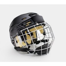 전문 아이스하키 헬멧 성인용 아동용 하키 모자 보호 장비, 블랙M사이즈로고리스헤드둘레(54-56CM)
