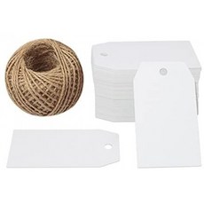 G2PLUS 100 PCS 크래프트 태그 2.7" x 1.5" 문자열 빈 항 태그가 있는 크래프트 태그 100피트 주트 트윈(흰색), 단일옵션