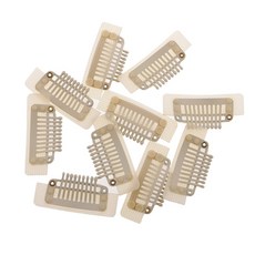 FWT 깃털 머리 확장 가발에 대 한 10pcs 9 치아 스냅 클립 씨실-블랙 / 화이트, 1매