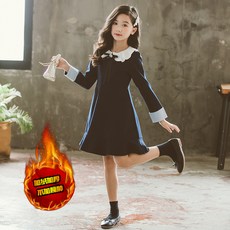 쥬이에루비 여아긴팔원피스 봄가을 봄옷 솔리드 무지 페플럼 미드 빅 동
