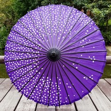 레트로 골동품 오일 종이 우산 일본식 중국 전통 수공예 우산 일본 레스토랑 전골 레스토랑 장식 우산, 84Cm 보라색 스타 도트, 1개