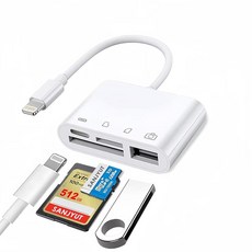  아이폰 카메라용 SD 카드 리더기 USB 3.0 카메라 어댑터 충전 포트가 있는 휴대용 메모리 카드 리더기 트레일 게임 카메라 카드 뷰어 어댑터 플러그 앤 플레이 