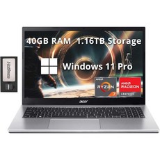 acer 15.6 비즈니스 및 학생용 FHD 프리미엄 노트북 AMD Ryzen 75700UBeats Intel i71165G7 40GB RAM 1.16TB 스토리지1TB SSD, 40GB | 1.16TB Storage - 라이젠75700