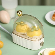휴대용 미니 계란 찜기 자동 전원 끄기 기숙사 다기능 주방 가전, WHITE, 1개