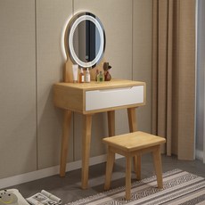 LED 원목화장대 엔틱화장대 세트 북유럽 모던, 60cm 원목 화이트 싱글 서랍장 램프