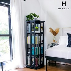 해밀로 서재 철제 회전책장 인테리어 틈새 책꽂이 거실 코너 북카트 선반 북트롤리 수납함