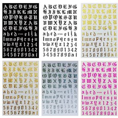매니큐어 대형 편지 스티커 + 영어 매니큐어 3D 스티커 네일 백 스티커 12 색 세트, 12 개/대, 일반 사양