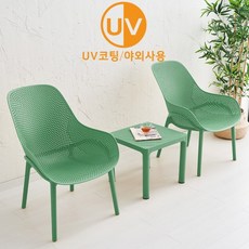 피카소가구 코나2인세트 카페테라스 야외테이블세트, 코나테이블 1EA-그린+코나체어 2EA-그린