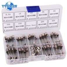 퓨즈 카 오디오 홀더 차량용 유리관 휴즈 72pcs 6x30mm 빠른 불어 유리 자동차 모듬 키트 0.5A 1A 2A 3A 5A 10A 15A 20A 30A Amp 6*30, 1개
