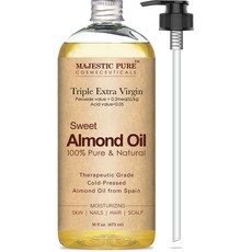 Majestic Pure Triple Extra Virgin Sweet Almond Oil 마제스틱퓨어 트리플 엑스트라버진 스위트 아몬드 오일 16oz(473ml), 1개