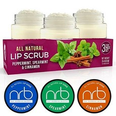 NRB Beauty Revival Lip Scrub 3 Piece Set - All Natural Sugar Based - Exfoliating Moisturizes Chapp, One Color_0.5 Ounce, One Color_0.5 Ounce, One Color