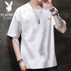 플레이보이 2020 신 반팔티셔츠 학생 5부 소매 티셔츠 와이드 루즈핏 드랜드 힙합 드렌드 반팔 데일리반팔티셔츠
