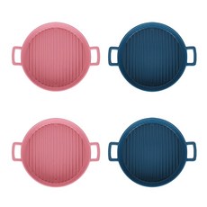 푸코 그릴 전자레인지 원형접시 L 4p, 1세트, 핑크 2p + 블루 2p