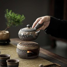 티팟워머 미니화로 차도구 거르기 찻잔 차용품 보온로 차가열기 데우기, 1세트, 도자기 차 워머(아연합금)