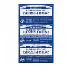 Dr. Bronners pepprmint Pure-Castile Soap 닥터 브로너스 페퍼민트 퓨어 코스타일 비누 5oz(140g) 3팩, 140ml, 3개