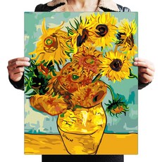 ZOZI사은품+액자 캔버스형보석십자수 Diy세트 라운드 비즈 40 X 50cm200 핫 제품, 40X50cm, 008. 반 고흐 해바라기 ZF0008