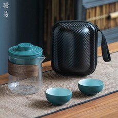 해외 도자기 퀵서비스 컵 1주전자 4컵 휴대용 여행용 다기 세트 아웃도어 심플-90038, 단일옵션, 옵션19