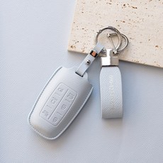 (무료각인)제네시스 호환 G80GV80 G70GV70 G90 차 키케이스 자동차 스마트 가죽 키커버 홀더, 제네시스A타입, 스카이블루