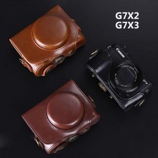 카메라 가죽 커버 호환 레트로 PU 카메라 케이스 넥 숄더 스트랩 포함 캐논 호환 G7X 마크 II III 가죽 가방 G7XII G7X2 G7X3 액세서리, 02 Brown