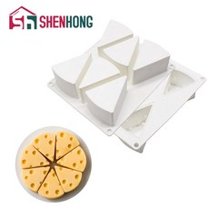 SHENHONG 최신 치즈 모양의 실리콘 케이크 금형 베이킹 디저트 반지 3D 금형 아트 젤리 푸딩 무스 초콜릿 과자 도구|케이크 틀|, 단일, 1개, 6 Holes