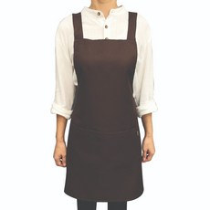[테미즈] 주방용 X형 앞치마 자수가능 식당용 업소용 원피스형 주방, 1개, 브라운