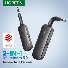 DAC UGREEN-2 인 1 블루투스 어댑터 송신기 수신기 블루투스 AUX 5.0 무선 3.5mm 어댑터 스테레오 이어폰 TV 자동차 오디오, 2 IN 1 Adapter - dac