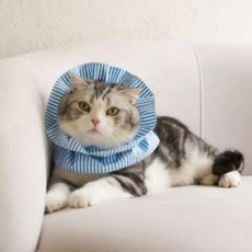 하루바나 고양이 소형견 초경량 안아픈 천 넥카라, 스카이
