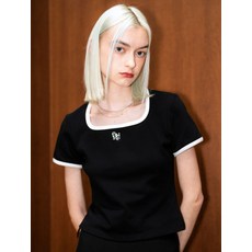 제너럴아이디어 GNRL 스퀘어 배색 반팔티 블랙 / WBD1L01510