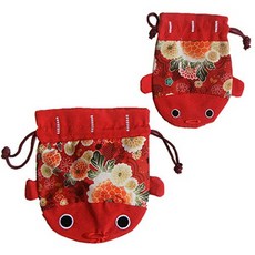 Daiso 파우치 goldfish Japanese 패턴 (kingyo Kinchaku) 가방 백 2 Piece 세트 PROD1580131541