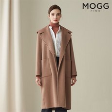 모그핑크 울 캐시미어 혼방 후드 핸드메이드 코트